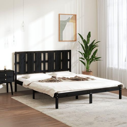 vidaXL Massivholzbett Schwarz 150x200 cm - Bettrahmen - Bettrahmen - Bett - Holzbettrahmen