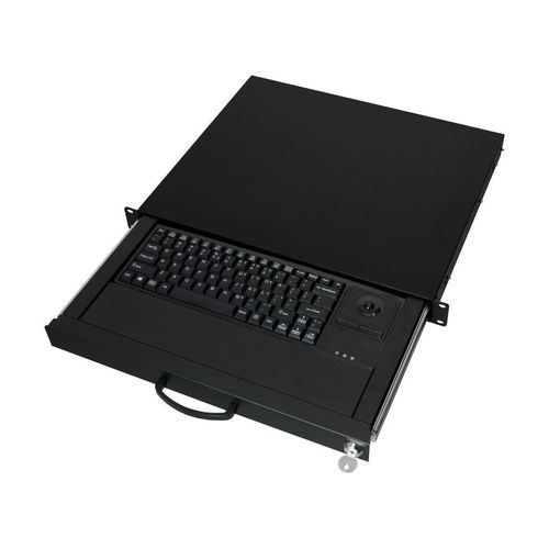 aixcase 19 Rack 1U Tastatur US Trackball PS2&USB schwarz