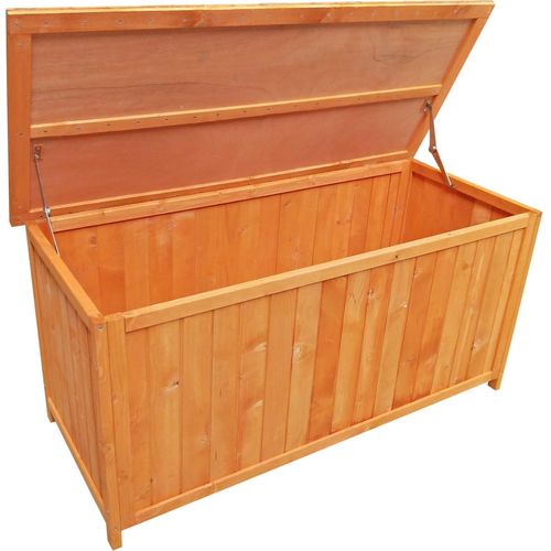 Wiltec Gartenbox aus Holz 127 x 55 x 60 cm Aufbewharungsbox mit Deckel Gartenschrank für Geräte Spielzeug Kissenbox Auflagenbox Fichtenholz
