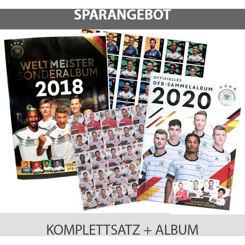 EM 2020 REWE + WM 2018 REWE Sammelkarten - je 1 Komplettsatz GLITZER + Album