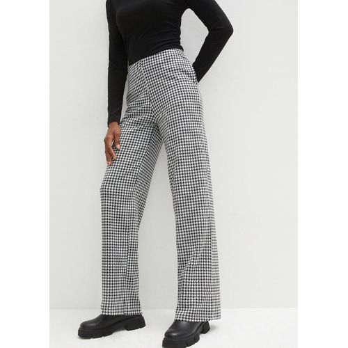 bonprix Stretch-Hose mit Hahnentrittmuster Wide leg, schwarz, Gr.56/58 (3XL), Elastische Marlene-Hose ohne Taschen mit Hahnentrittmuster und Bequembund