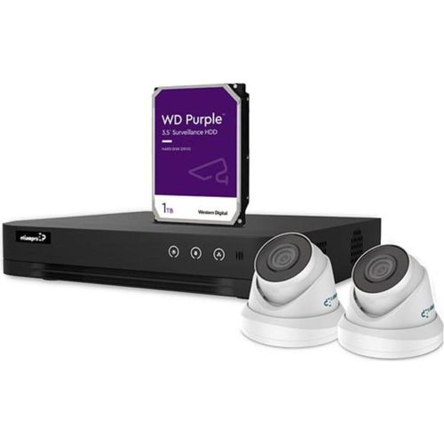 IP-ÜBERWACHUNGSKAMERA-SET - 4-KANAL-NETZWERK-VIDEOREKORDER - 2 x WEISSE IP-DOME-KAMERA - FESTPLATTE 1 TB - KABEL