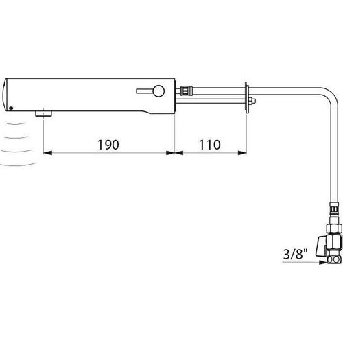Delabie MBatt. TEMPOMATIC MIX4 WT G3/8 6V-Batt. L190 Hinterwandmont.