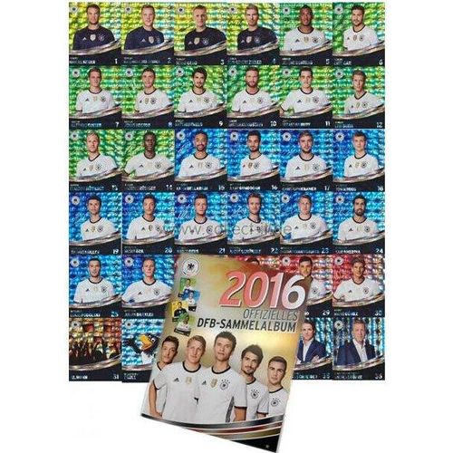 REWE-EM16 - Komplettsatz REWE Sammelkarten 1-36 Glitzerkarten + Sammelalbum