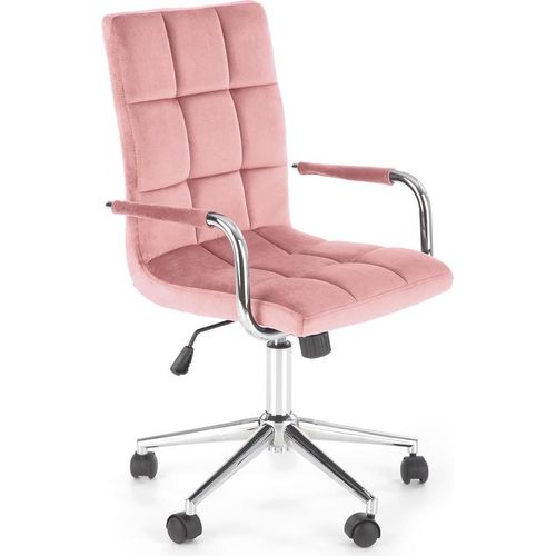 Halmar Büro Stuhl Gonzo 4 - rosa (Samt) / Chrom