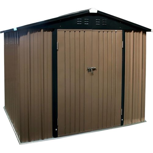 nabbi Gartenhaus aus Blech Werkzeugster 186x239x188 cm - Braun schwarz