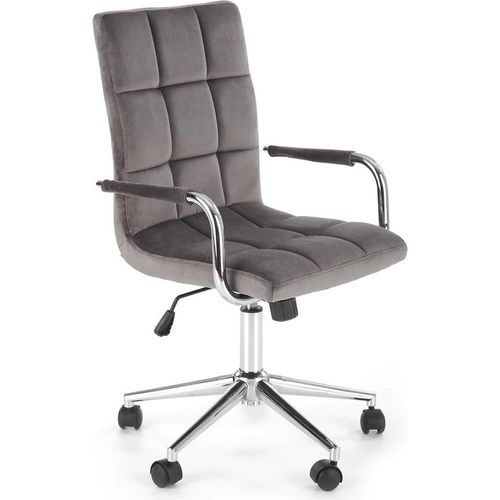 Halmar Büro Stuhl Gonzo 4 - grau (Samt) / Chrom