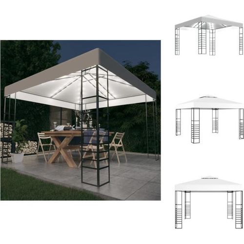 vidaXL Gartenzelt mit LED-Lichterkette 3x3 m Weiß - Pavillons & Partyzelte