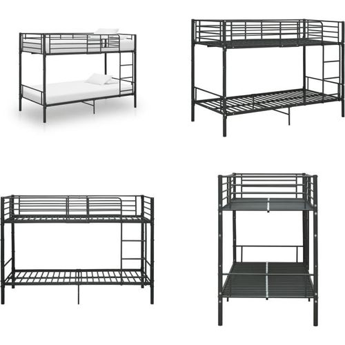 vidaXL Etagenbett Schwarz Metall 90×200 cm - Etagenbett - Etagenbetten - Hochbett - Hochbetten