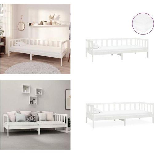 vidaXL Tagesbett mit Matratze 90x200 cm Weiß Kiefer Massivholz - Tagesbett - Tagesbetten - Holz Tagesbett - Holz Tagesbetten