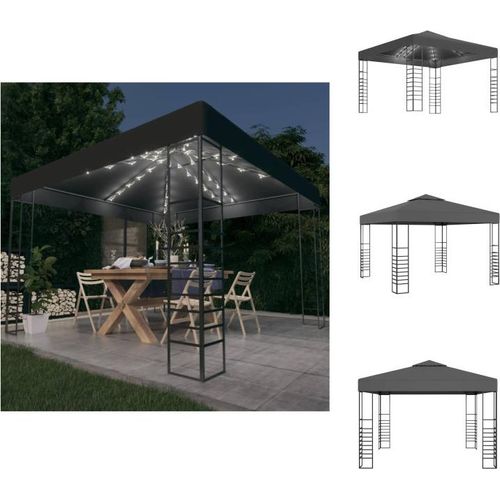 vidaXL Gartenzelt mit LED-Lichterkette 3x3 m Anthrazit - Pavillons & Partyzelte