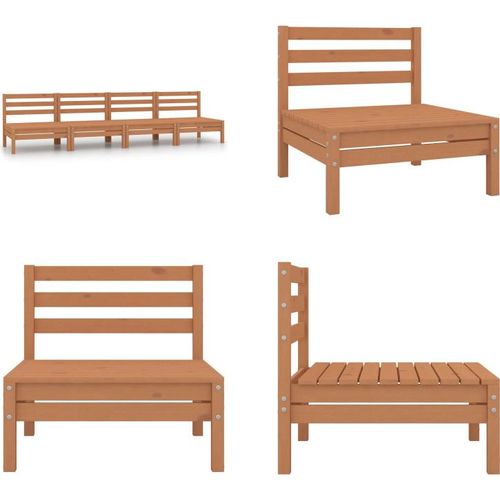 vidaXL Garten Mittelsofas 4 Stk. Honigbraun Massivholz Kiefer - Mittelsofa - Mittelsofas - Holz-Mittelsofa - Holz-Mittelsofas