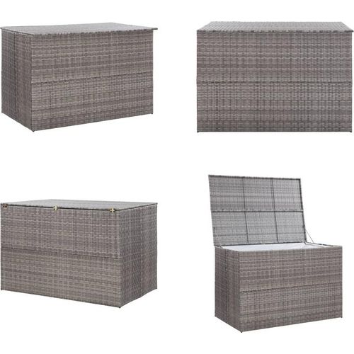 vidaXL Garden Auflagenbox Grau 150x100x100 cm Poly Rattan - Outdoor Aufbewahrungsbox - Outdoor Aufbewahrungsboxen - Aufbewahrungskiste - Aufbewahrungskisten
