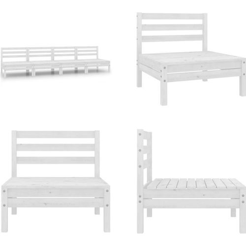 vidaXL Garten Mittelsofas 4 Stk. Weiß Kiefer Massivholz - Mittelsofa - Mittelsofas - Holz-Mittelsofa - Holz-Mittelsofas