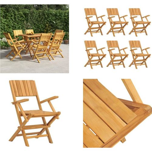 vidaXL Gartenstühle 6 Stk. Klappbar 55x61x90 cm Massivholz Teak - Klappbarer Gartenstuhl - Klappbare Gartenstühle - Gartenstuhl Klappbar - Gartenstühle Klappbar