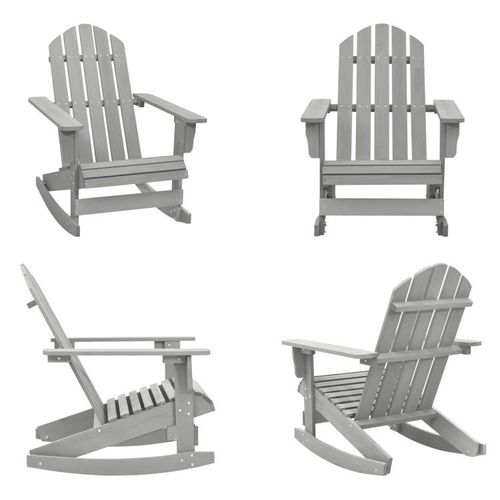 vidaXL Garten Schaukelstuhl Holz Grau - Schaukelstuhl - Schaukelstühle - Garten-Schaukelstuhl - Garten-Schaukelstühle