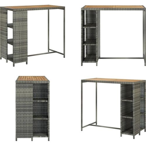 vidaXL Bartisch mit Regal Grau 120x60x110 cm Poly Rattan - Stehtisch - Stehtische - Kneipentisch - Kneipentische