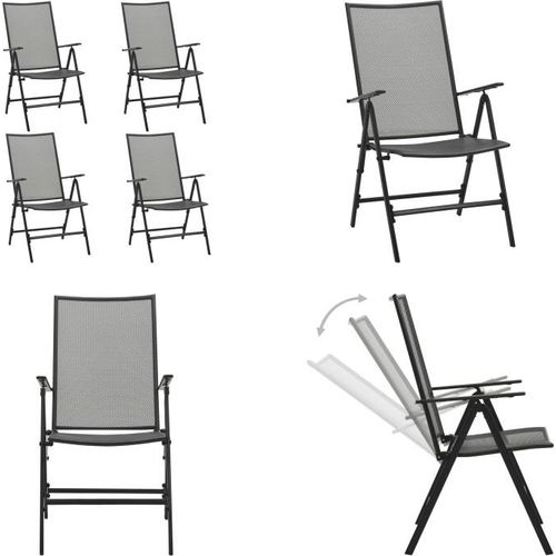 vidaXL Klappstühle 4 Stk. Mesh Stahl Anthrazit - Klappstuhl - Klappstühle - Mesh-Stuhl - Mesh-Stühle