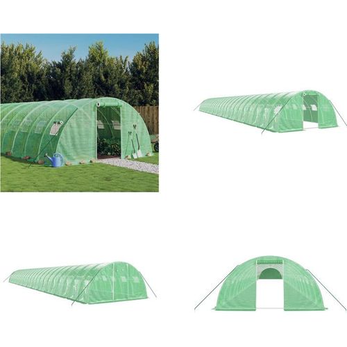 vidaXL Gewächshaus mit Stahlrahmen Grün 96 m² 24x4x2 m - Gewächshaus - Gewächshäuser - Polytunnel - Begehbares Gewächshaus