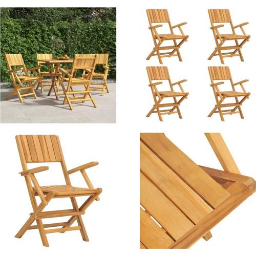 vidaXL Gartenstühle 4 Stk. Klappbar 55x61x90 cm Massivholz Teak - Klappbarer Gartenstuhl - Klappbare Gartenstühle - Gartenstuhl Klappbar - Gartenstühle Klappbar