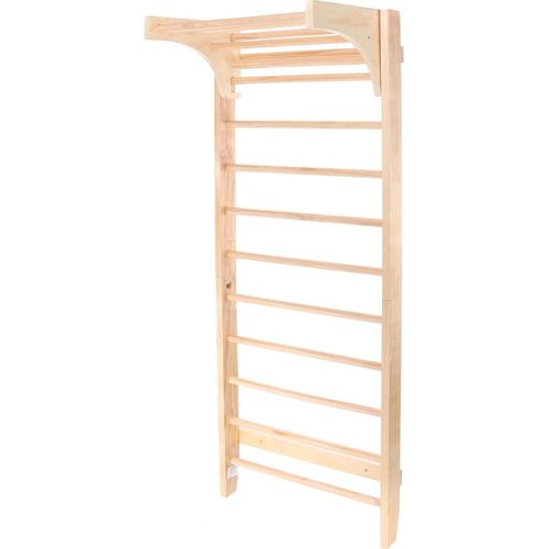 Toboli Sprossenwand in Holzoptik 220 cm, Sproßenwand bis 150kg mit höhenverstellbarer Stange, Turnwand für Kinder und Erwachsene