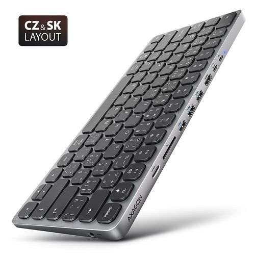 Axagon HMC-KB-GE, Kabelgebunden, USB 3.2 Gen 1 (3.1 Gen 1) Type-C, 100 W, 3,5 mm, 1.4/2.3, Grau