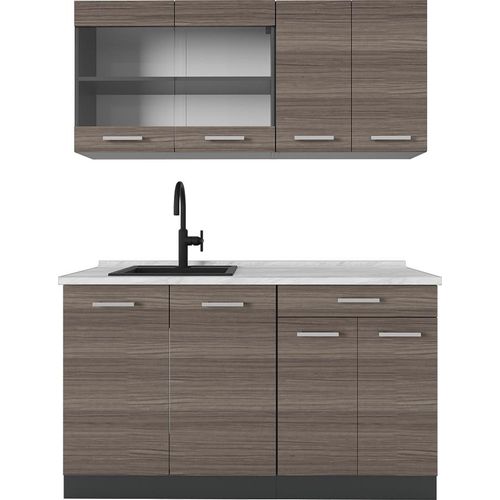 Singleküche Vicco R-Line Edelgrau 140 cm , AP Marmor, Model 53657