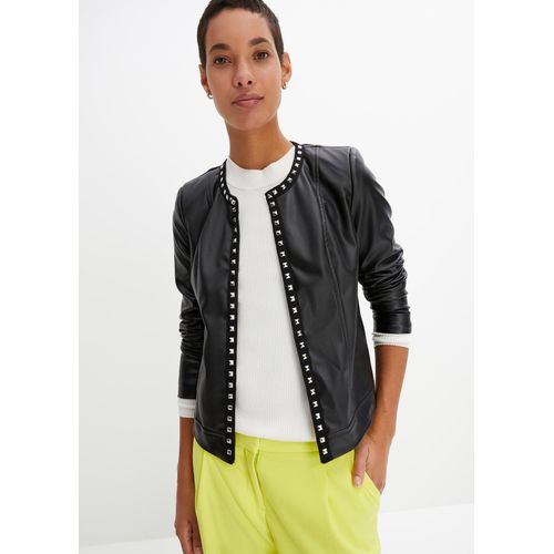 bonprix Lederimitat-Jacke, schwarz, Gr.36, Zeitloser Lederimitat-Blazer mit NietenLederimitat