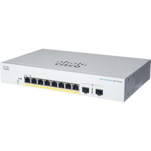 Cisco CBS220-8P-E-2G-EU Managed L2 Gigabit Ethernet (10/100/1000) Netzwerk-Switch Ethernet-Anschluss, untersttzt Stromversorgung ber diesen Port (PoE) Wei
