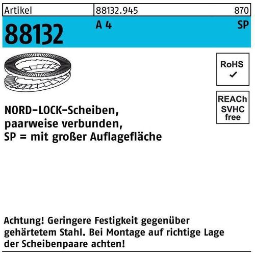 Nord-Lock Scheiben geklebt A 4 NL 6 SPSS (6,5 x 13,5 x 2,2) A 4 S 100 Stk
