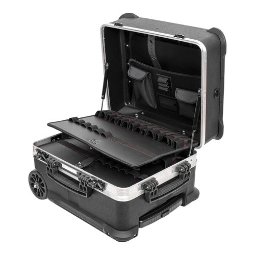 STIER Werkzeugtrolley Premium mit TSA-Schlössern | Werkzeugkoffer | Werkzeugkiste | leer | Werkzeugtafel |