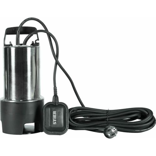 STIER Edelstahl Tauchpumpe Schmutzwasserpumpe ESTW-1100, 15.000 l/h, 11000 W, Edelstahlgehäuse, Schwimmer, Wasserpumpe, Schwimmschalter