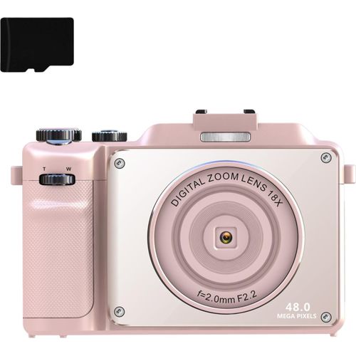 INF Digitalkamera 4K/48 MP/18-facher Digitalzoom/Autofokus/Dual-Kamera 32 GB Speicherkarte Rosa