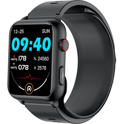 INF Smartwatch, 1,91-Zoll-Bildschirm, Blutdruck, Herzfrequenz, Blutsauerstoff Schwarz
