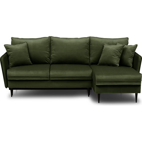 Selsey Eckschlafsofa Volio olivgrn Samt hydrophobe schwarze Beine