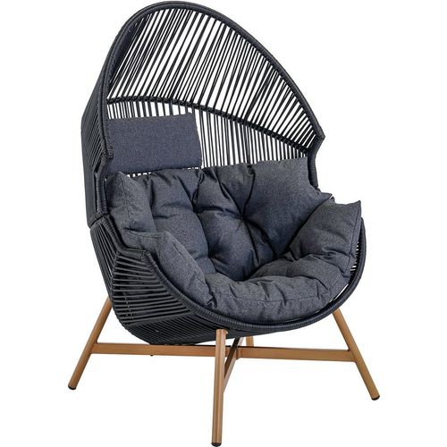 nabbi Rattan Sessel Haldon - schwarz / dunkelgrau