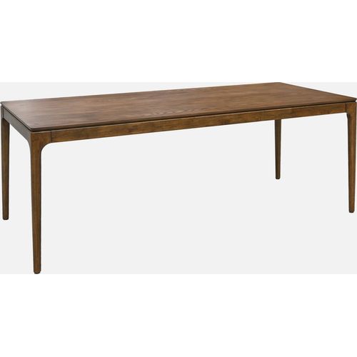 sweeek - Rechteckiger Esstisch Heveaholz und Eschenfurnier 8 Plätze - Nussbaumfarben