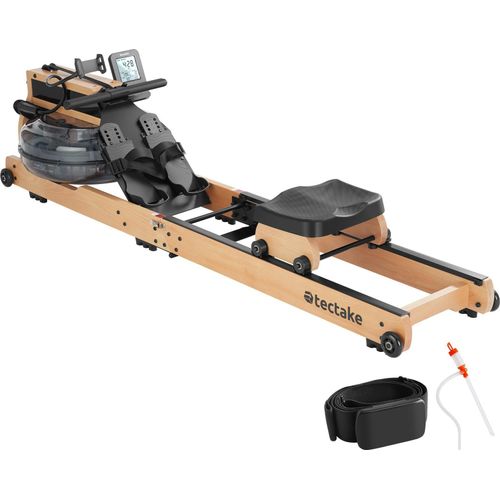 tectake® Holzrudergerät Titan XR2 aus massiver Buche, klappbar mit LCD-Anzeige, flexibler Handyhalterung und Bluetooth