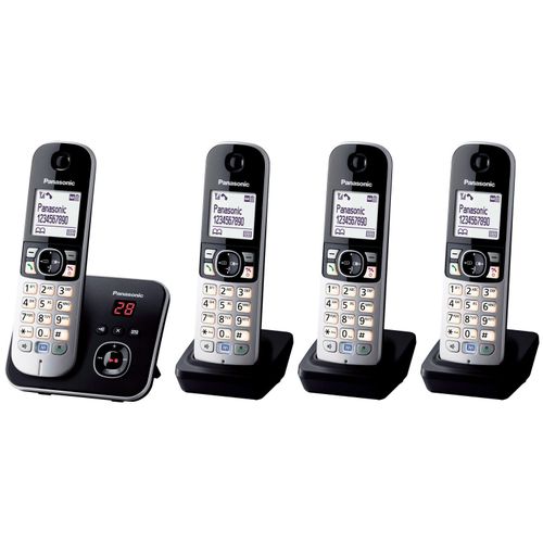 Panasonic Schnurloses Telefon-Set mit Anrufbeantworter KX-TG6824GB schwarz-silber