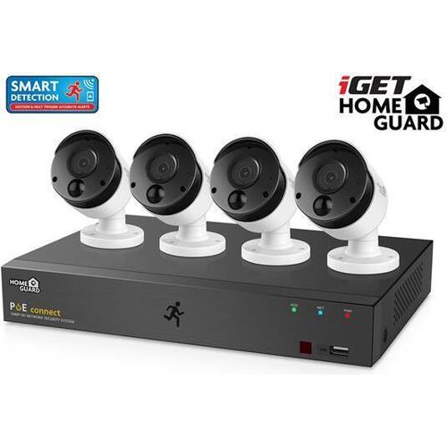 Kamera-Set iGET HOMEGUARD HGNVK85304 System mit PoE-Stromversorgung, 8 Kanal NVR + 4x HGNVK930CAM FHD Kamera