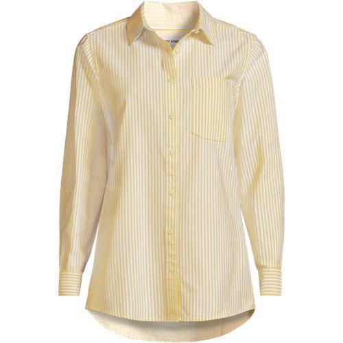 Langarm Oxford-Hemdbluse, Damen,  Gelb, Baumwolle, by Lands' End