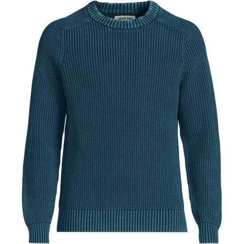 DRIFTER Pullover im Shaker-Rippstrick, Herren,  Blau, Baumwolle, by Lands' End