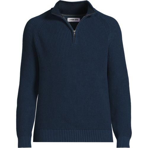 DRIFTER Pullover mit Reißverschluss, Herren,  Blau, Baumwolle, by Lands' End