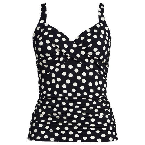 Tankinitop CHLORRESISTENT mit V-Ausschnitt in E-Cup, Damen,  Schwarz, Nylon-Mischung, by Lands' End