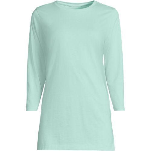 Supima-Shirt mit 3/4-Ärmeln, Damen,  Blau, Baumwolle, by Lands' End