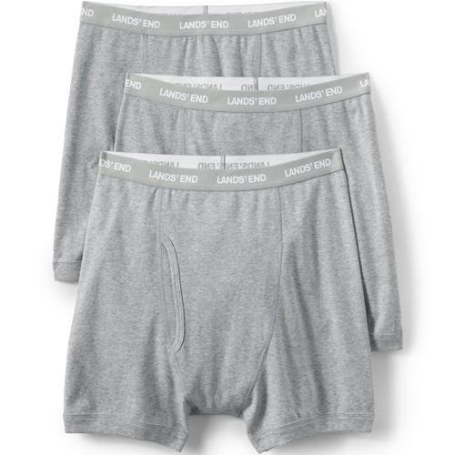 Baumwoll-Boxershorts (3er-Set), Herren,  Grau, Baumwolle, by Lands' End