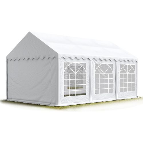 TOOLPORT Partyzelt Festzelt 4x6 m Garten-Pavillon PVC Plane 700 N in weiß Wasserdicht