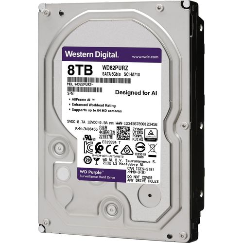 WD Purple™-Festplatte für Überwachungssysteme 8 TB, 3.5 Zoll, 7200 U/min, SATA 6 Gbit/s