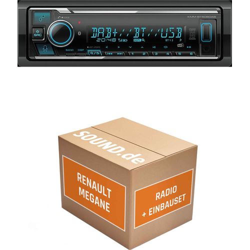 Autoradio Einbaupaket Kenwood KMM BT508DAB passend für Renault Mégane 1 + Udate List | Bluetooth Telefonieren DAB+
