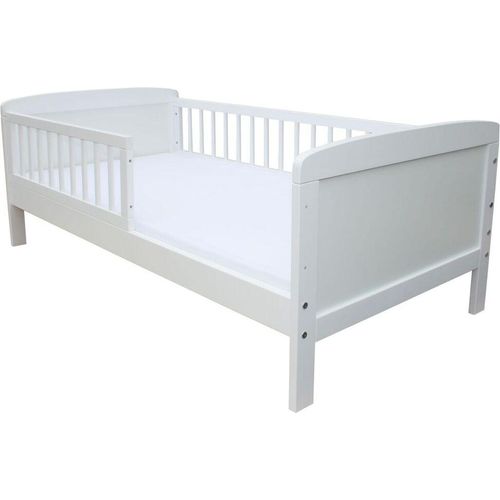 Kinderbett Juniorbett 140x70 cm mit Kokos-Buchweizenmatratze umbaubar weiß